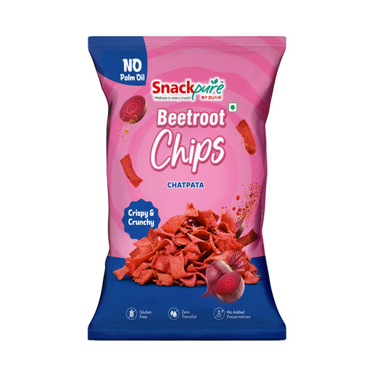 Snackpure Beetroot Chips 60g | No Palm Oil | Gluten Free | No Transfat
