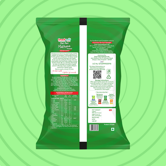 Snackpure Peri Peri Makhana | No Palm Oil | Gluten Free | Zero Transfat | Roasted Not fried