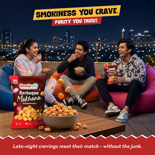 Snackpure Barbeque Makhana | No Palm Oil | Gluten Free | Zero Transfat | Roasted Not fried