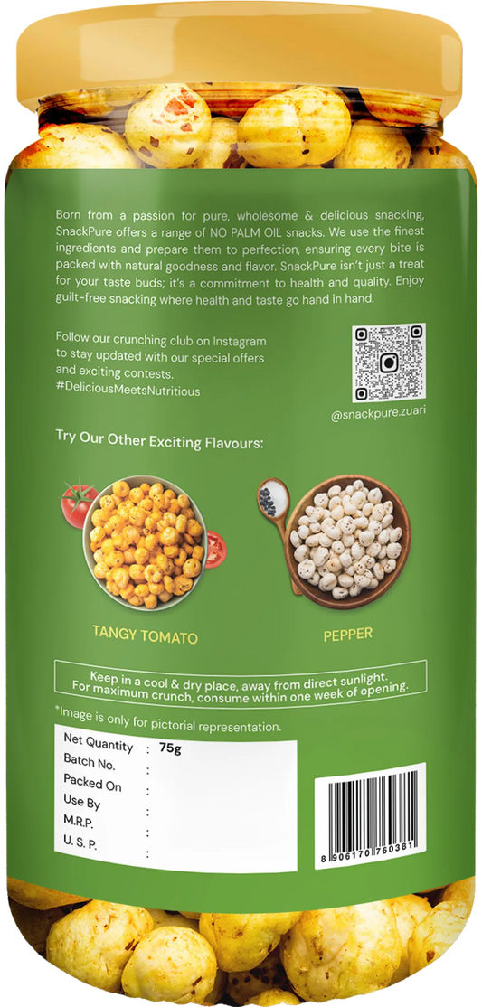 Snackpure Pudina Makhana 75g | No Palm Oil | Gluten Free | No Transfat