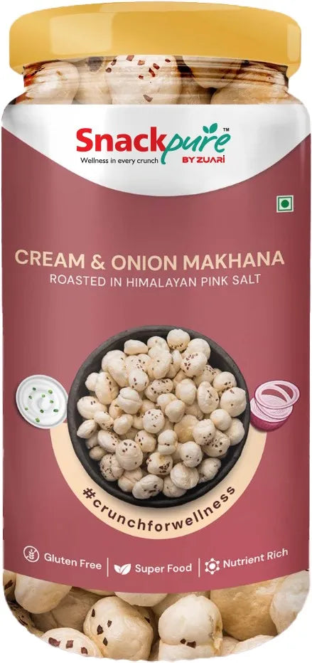Snackpure Cream & Onion Makhana 75g | No Palm Oil | Gluten Free | No Transfat