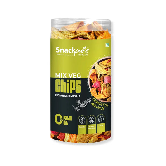 Snackpure Mix Veg Chips 140g | No Palm Oil | Gluten Free | No Transfat
