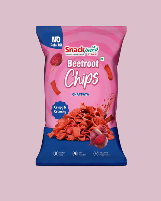 Snackpure Beetroot Chips 60g | No Palm Oil | Gluten Free | No Transfat