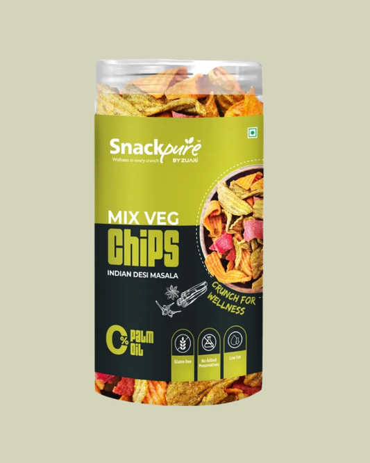 Snackpure Mix Veg Chips 140g | No Palm Oil | Gluten Free | No Transfat