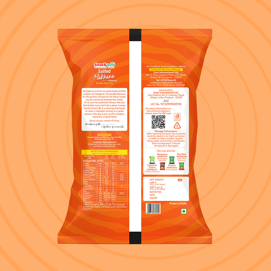 Snackpure Salted Makhana | No Palm Oil | Gluten Free | Zero Transfat | Roasted Not fried