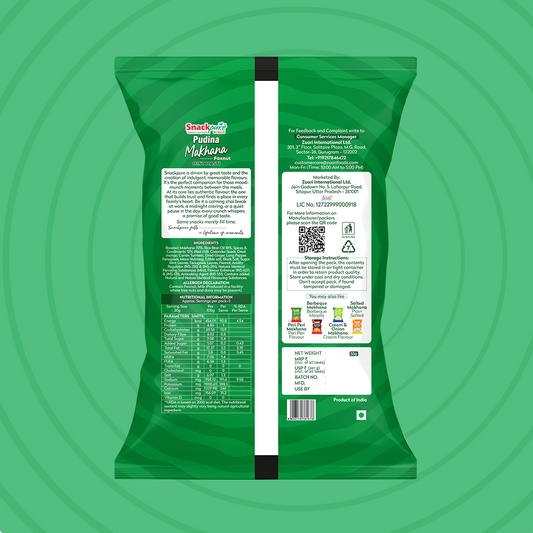 Snackpure Pudina Makhana | No Palm Oil | Gluten Free | Zero Transfat | Roasted Not fried
