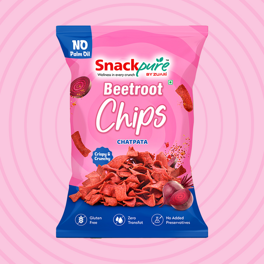 Snackpure Beetroot Chips | No Palm Oil | Gluten Free | Zero Transfat | No Artificial Preservative