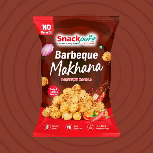 Snackpure Barbeque Makhana | No Palm Oil | Gluten Free | Zero Transfat | Roasted Not fried
