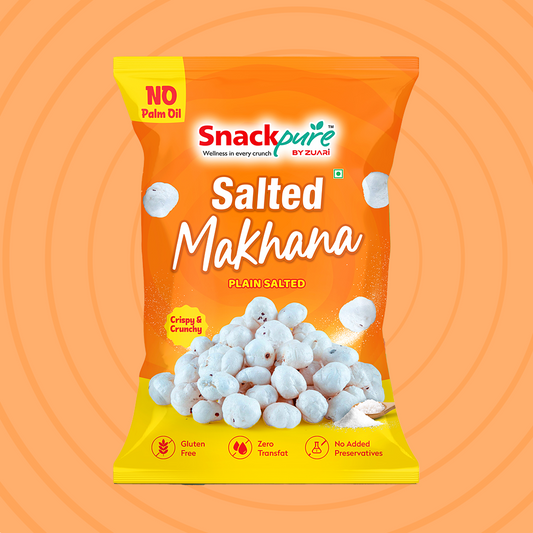 Snackpure Salted Makhana | No Palm Oil | Gluten Free | Zero Transfat | Roasted Not fried