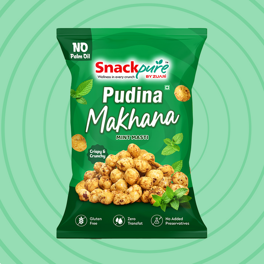 Snackpure Pudina Makhana | No Palm Oil | Gluten Free | Zero Transfat | Roasted Not fried