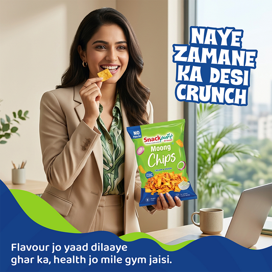 Snackpure Moong Chips | No Palm Oil | Gluten Free | Zero Transfat | No Artificial Preservative